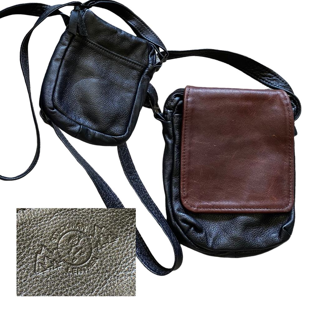 Stickman Leather Two-toned Crossbody Satchel Purse Bag